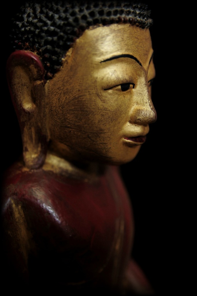 Extremely Rare 19C Wood Burmese Shan Buddha #BB448
